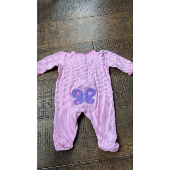 Small Wonders Pink Striped Ruffle one piece with butterfly girls size 0-3 months - Picture 2 of 2